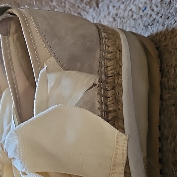 NWOB Free People Champmin Double Stack Creme Tie Sneakers/Espadrilles Sz 38 - Picture 3 of 7